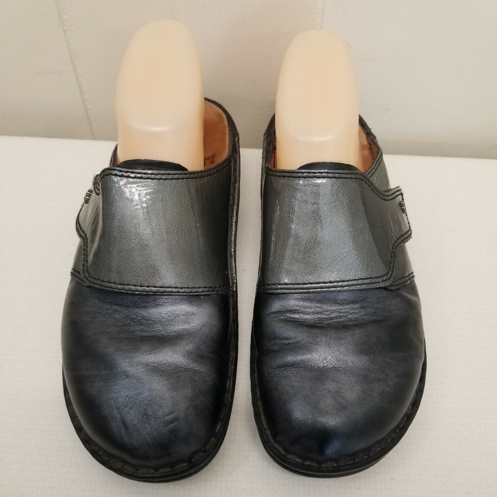 Finn Comfort Clogs AUSSEE Monk Strap Leather Mules‎ 39D 8 Silver Gray